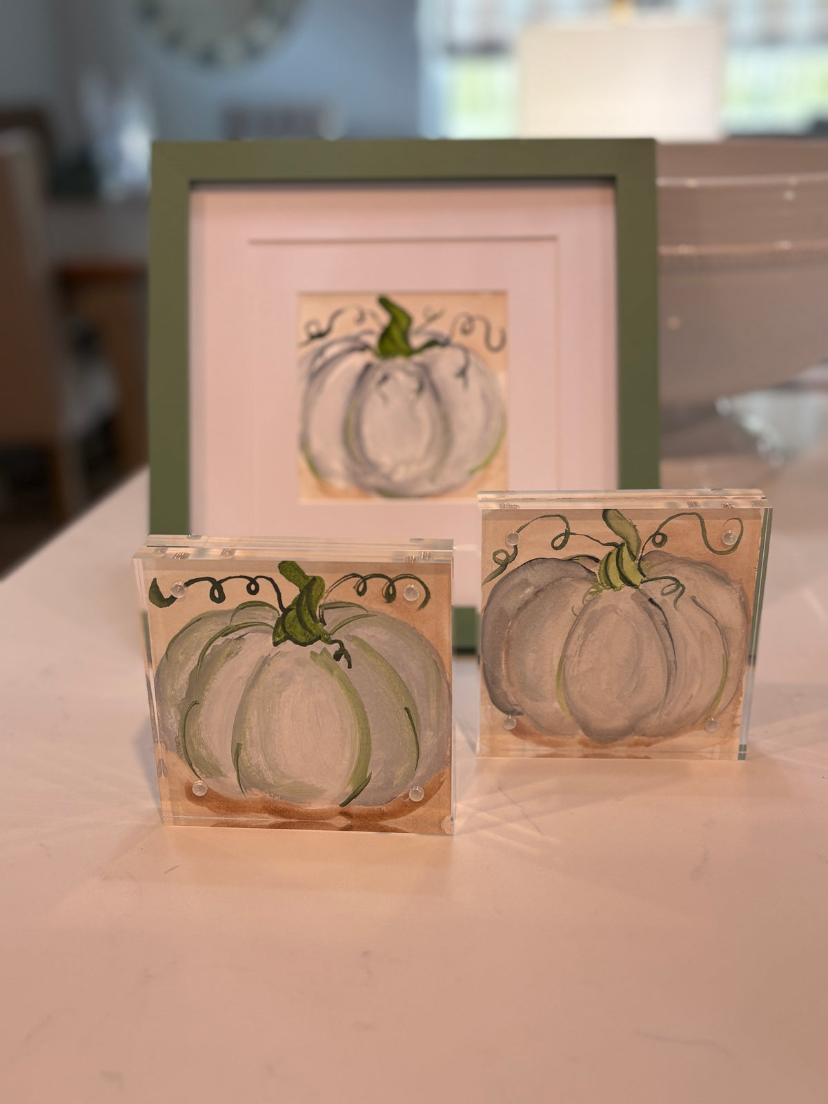 Coastal Pumpkin Artwork – Framed or Acrylic Block