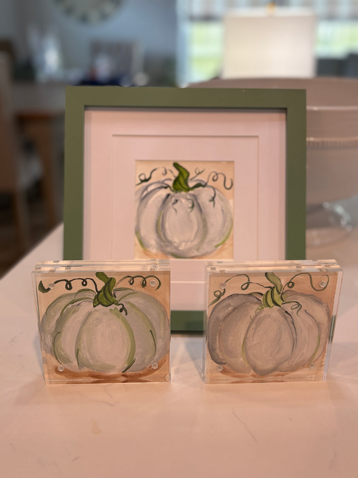 Coastal Pumpkin Artwork – Framed or Acrylic Block