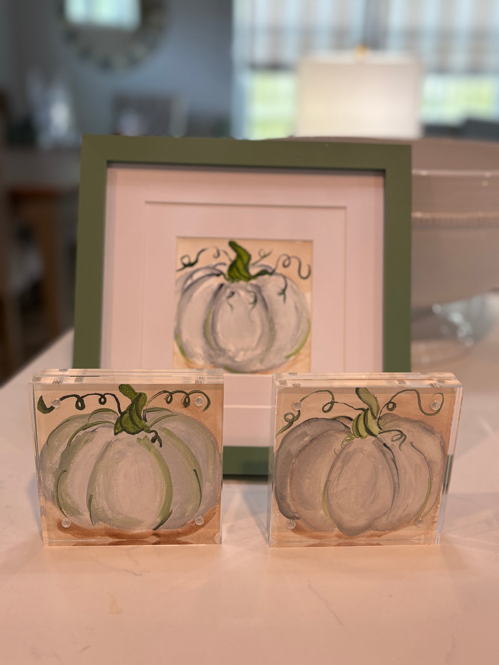 Coastal Pumpkin Artwork – Framed or Acrylic Block