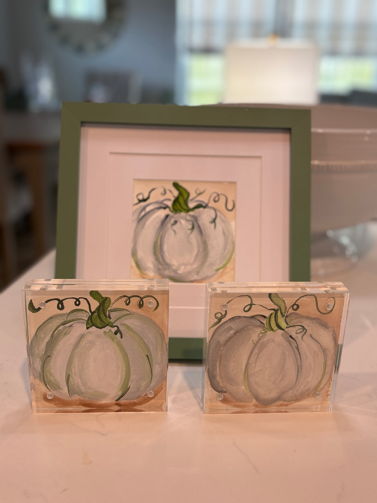 Coastal Pumpkin Artwork – Framed or Acrylic Block