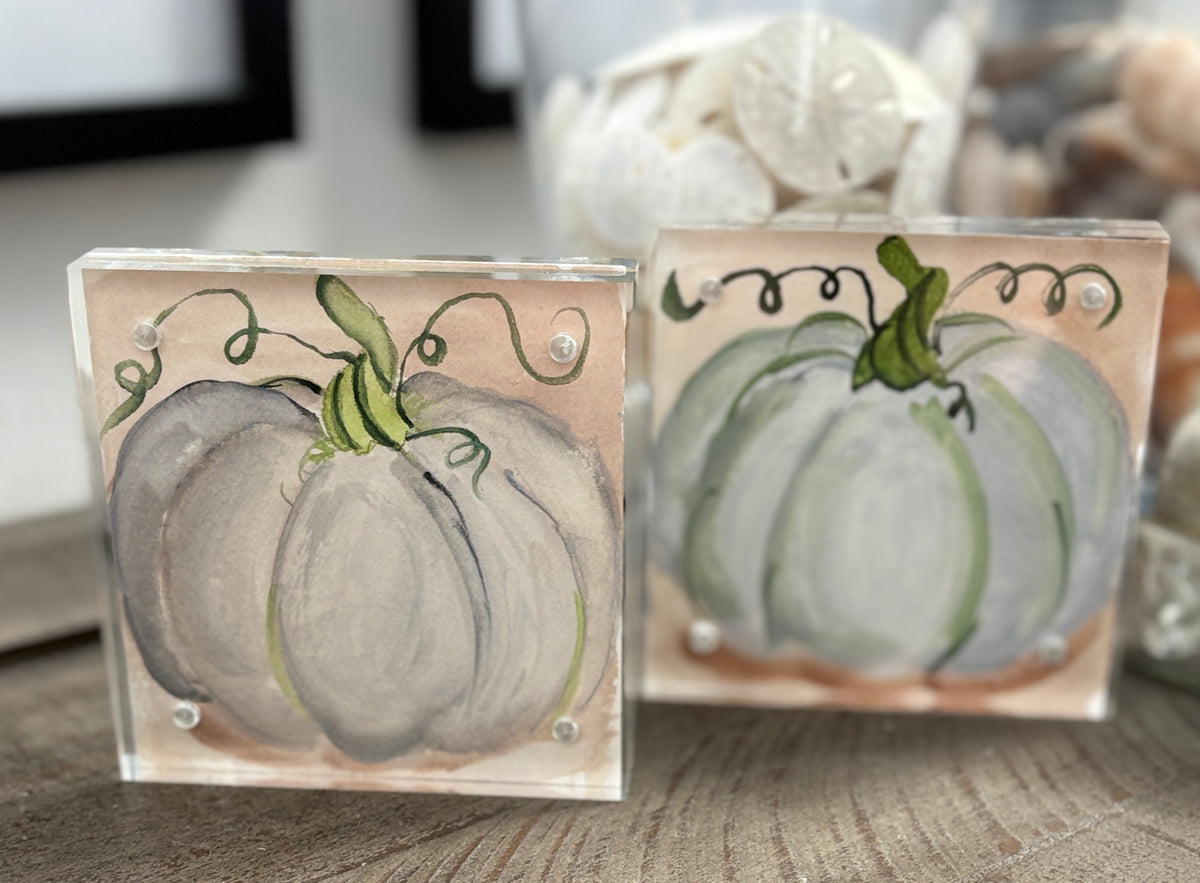 Coastal Pumpkin Artwork – Framed or Acrylic Block