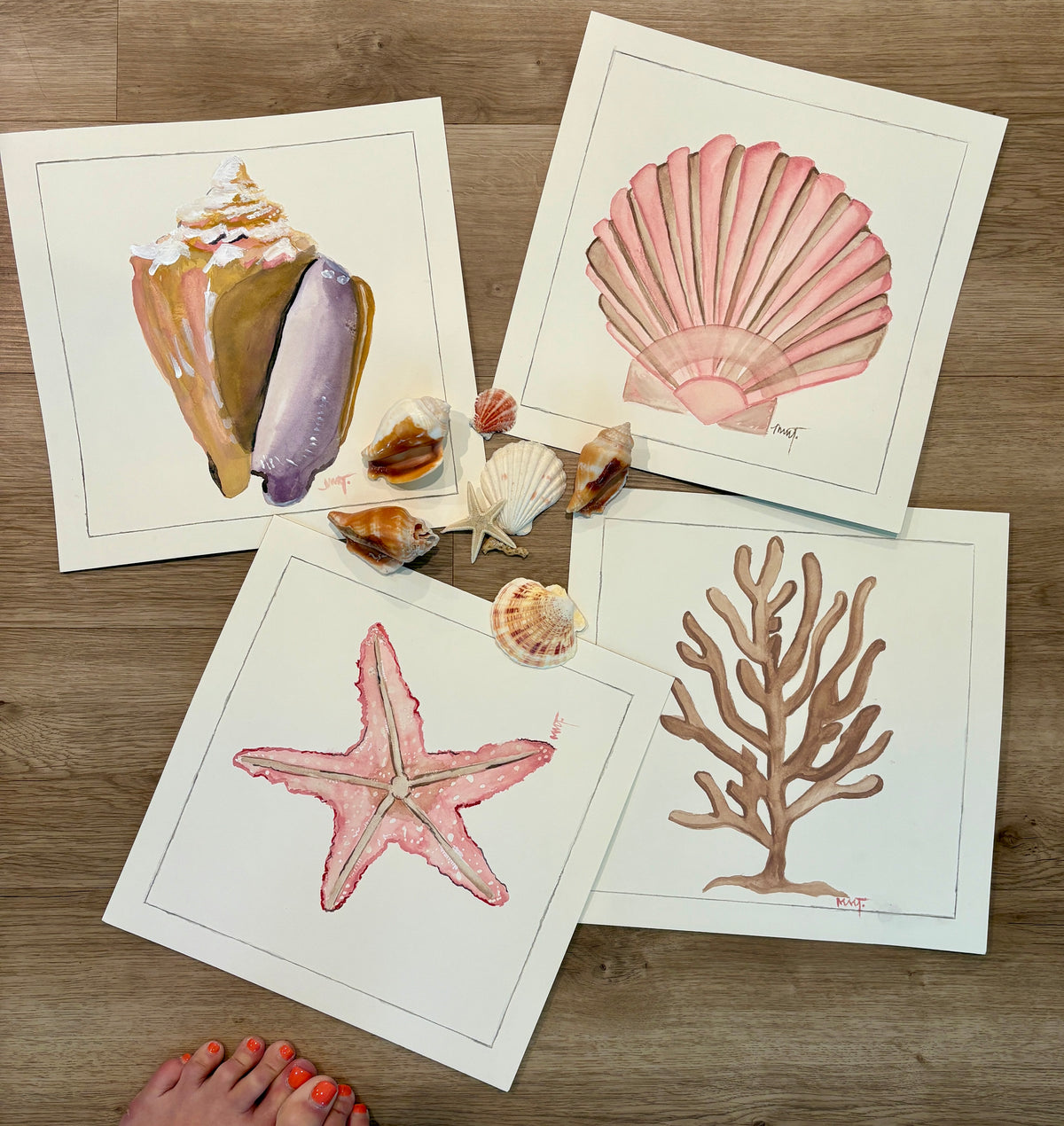 Minimalist Coral Watercolor Print | Coastal Wall Art | Beach House Decor | Neutral Ocean-Inspired Art