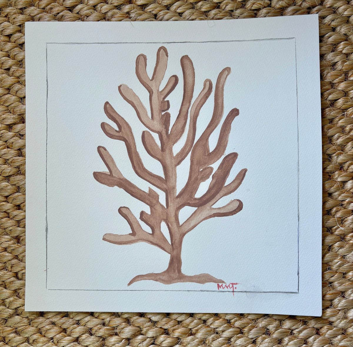 Minimalist Coral Watercolor Print | Coastal Wall Art | Beach House Decor | Neutral Ocean-Inspired Art