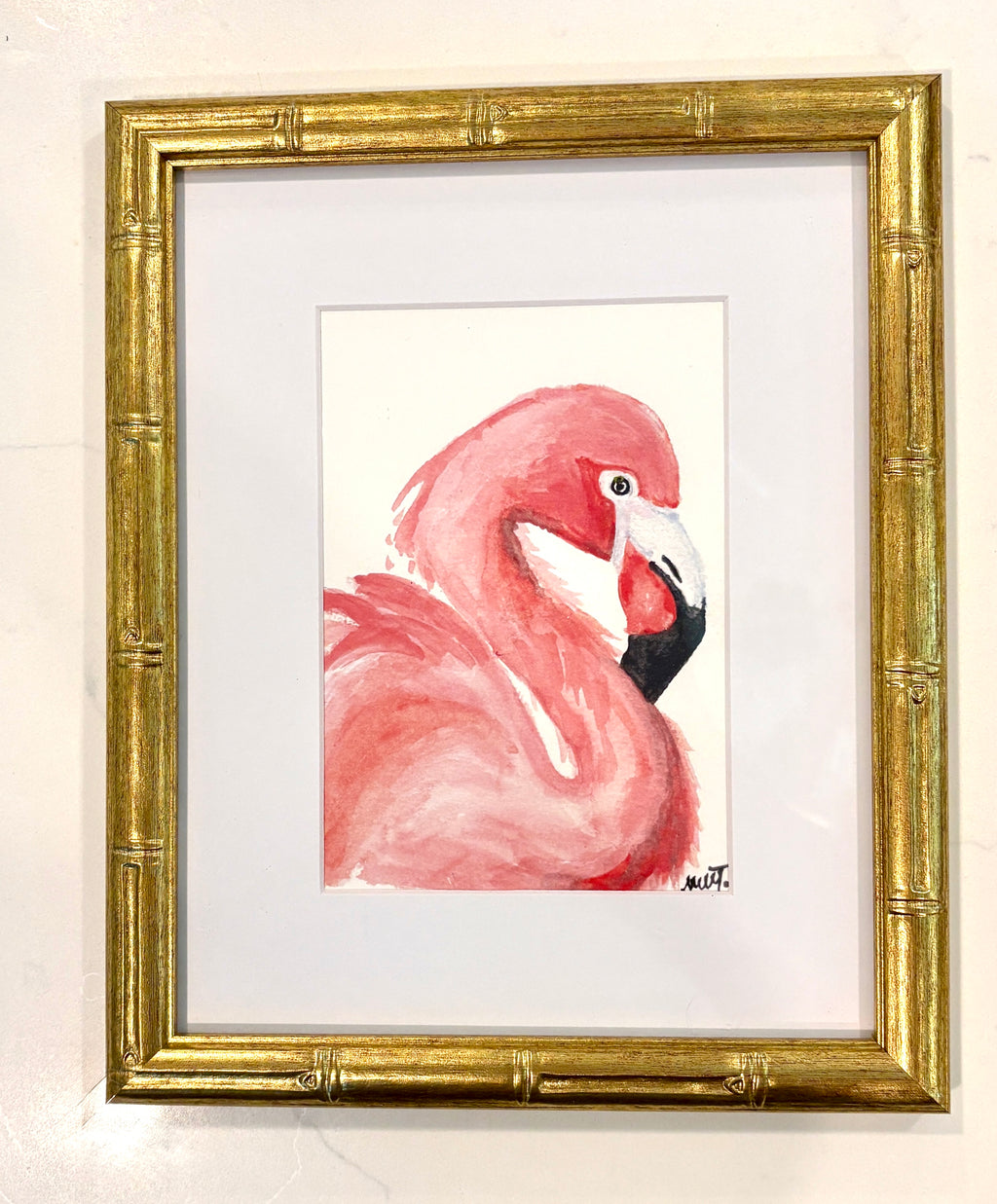 Set of 2 Framed Prints - Flamingo and Blue Heron