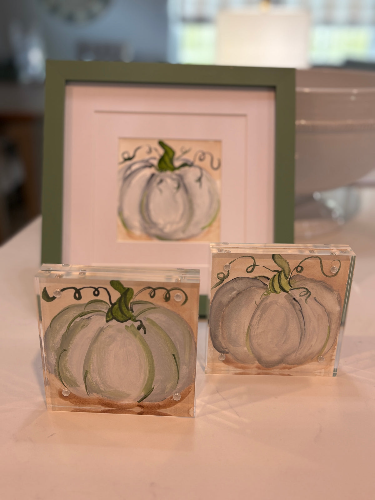 Coastal Pumpkin Artwork – Framed or Acrylic Block