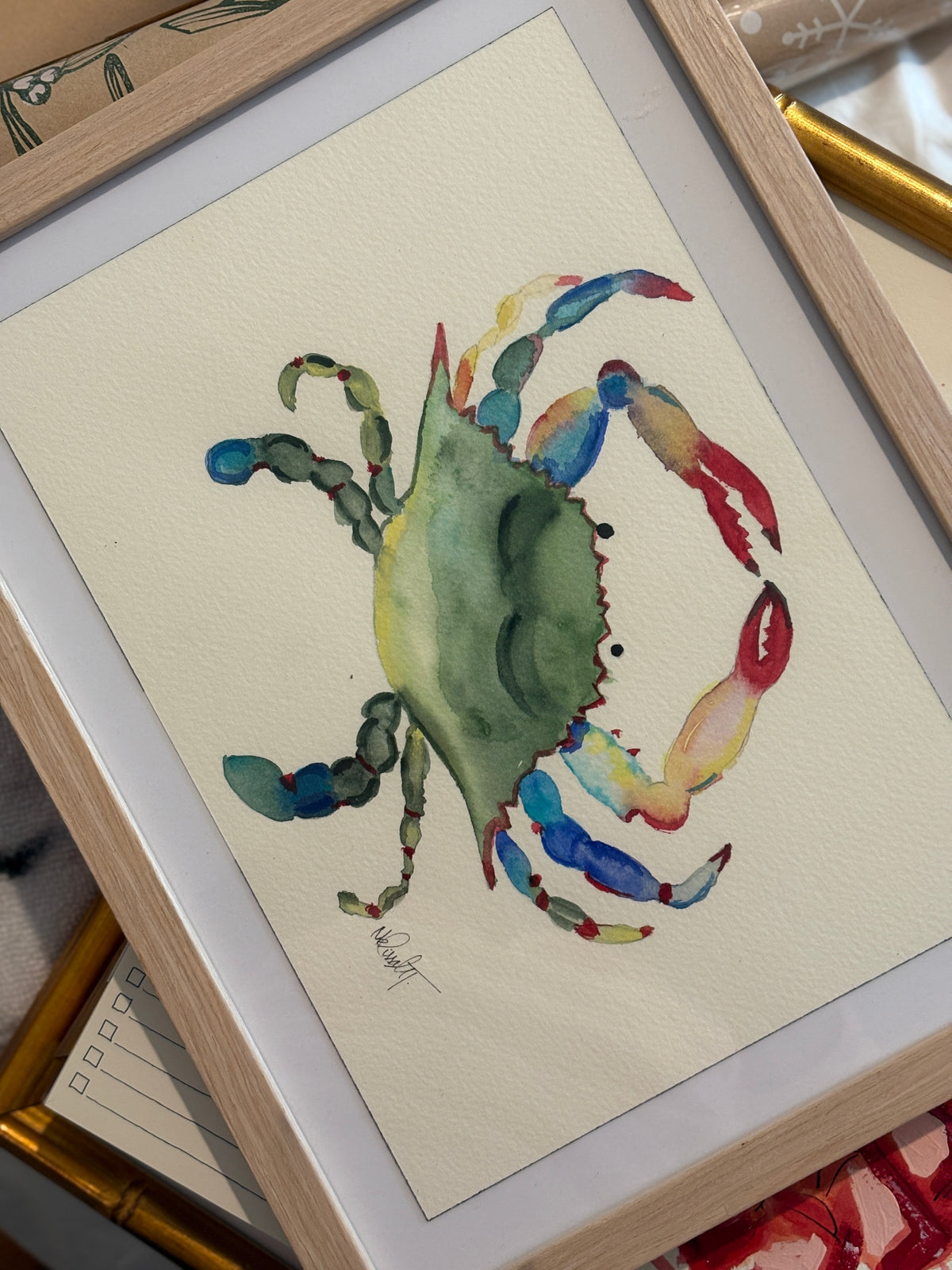 Blue Crab Original Watercolor, 9x12