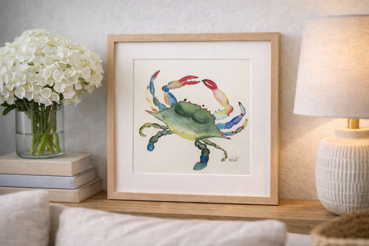 Blue Crab Original Watercolor, 9x12