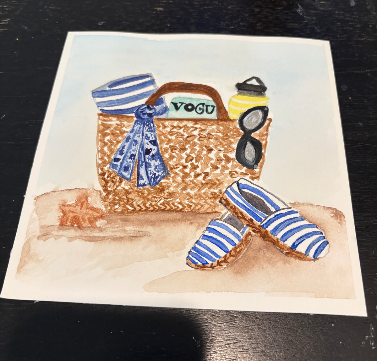 Coastal Chic Beach Bag Print, 5x7 matted to 8x10
