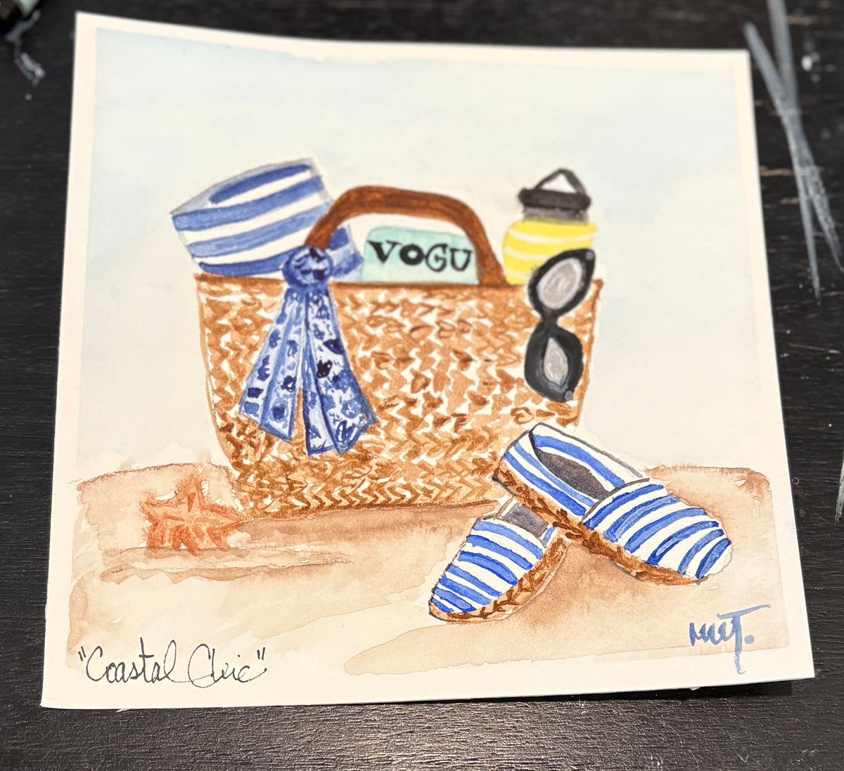 Coastal Chic Beach Bag Print, 5x7 matted to 8x10