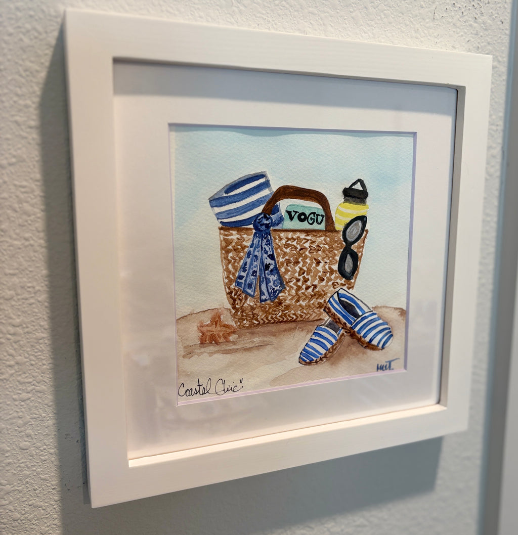 Coastal Chic Beach Bag Print, 5x7 matted to 8x10