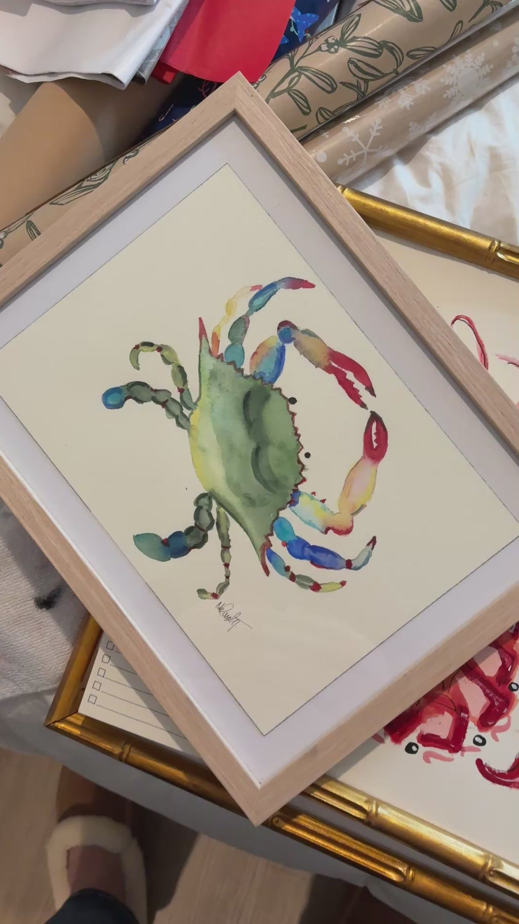 Blue Crab Original Watercolor, 9x12